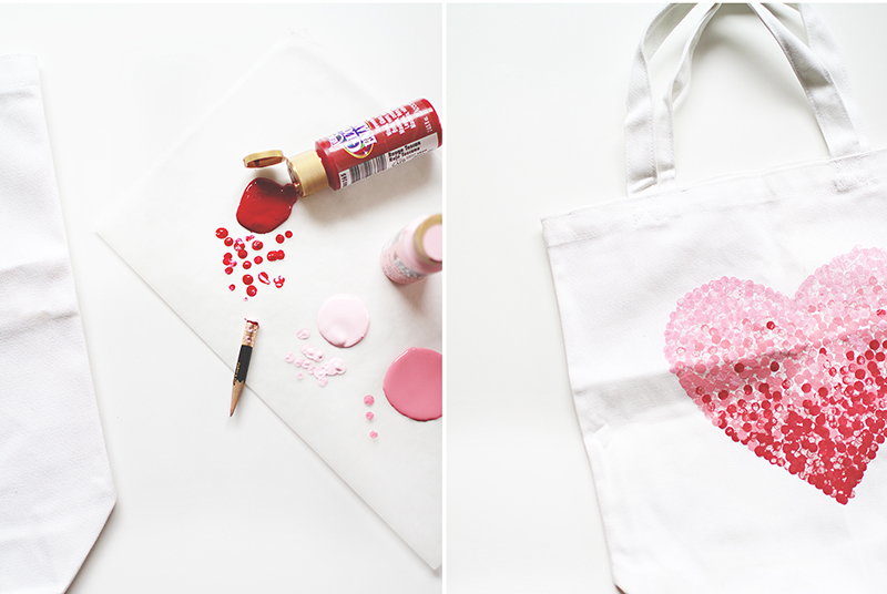 DIY Ombre Heart Valentine's Tote | KaraLayneAndCo.com #DIY #Craft #ValentinesDay