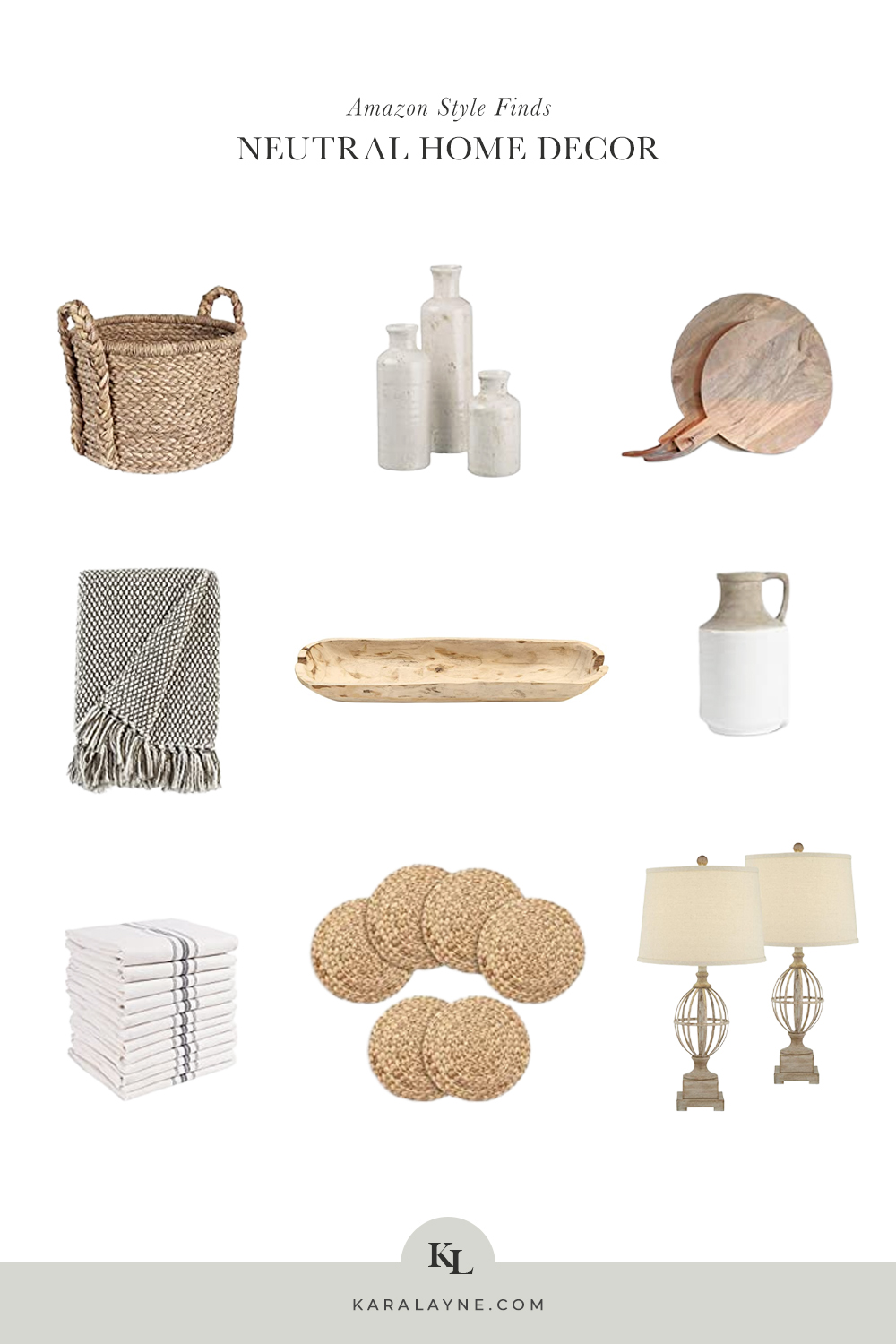 Sharing my favorite neutral home decor finds on Amazon. Catch them now on KaraLayne.com!