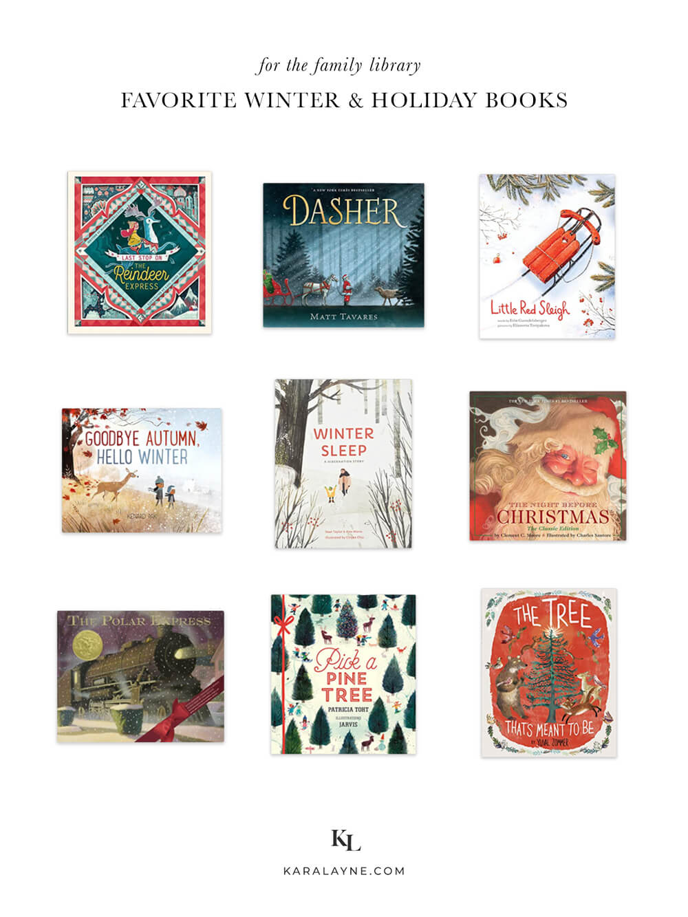 We have been pulling out seasonal reads from our family library and for the kids to enjoy during the winter and holiday season. We love this tradition in our home! Over on the blog I have gathered up a list of our favorite winter and holiday books for the family library. Catch it on KaraLayne.com!