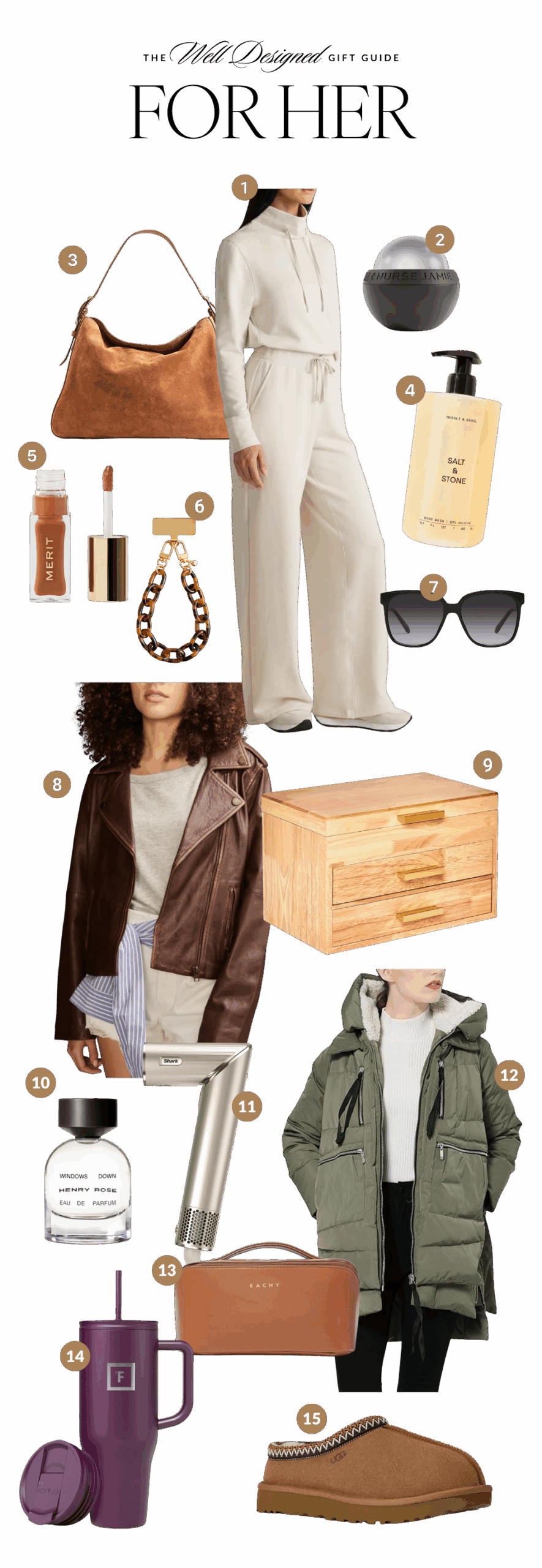 A curated selection of holiday gift ideas for her — classic accessories, cozy favorites, beauty staples, and intentional everyday luxuries from the 2025 Well-Designed Gift Guide at KaraLayne.com